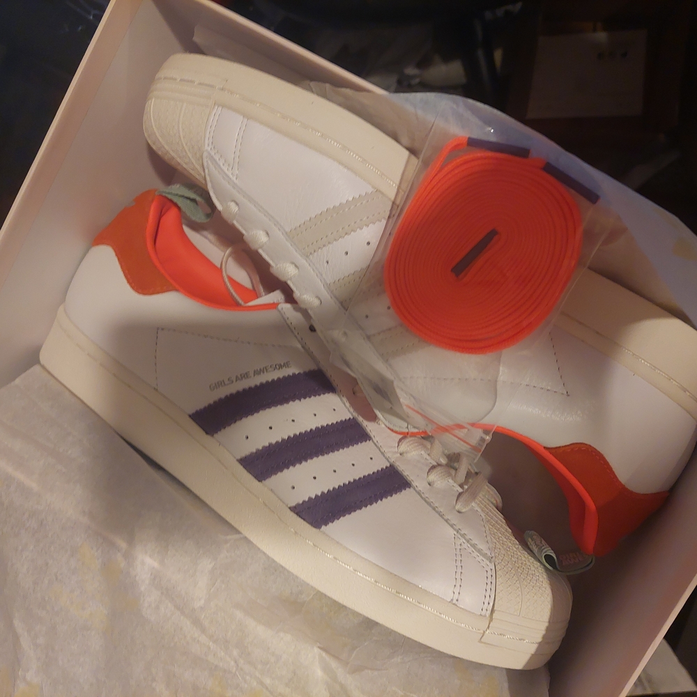 Adidas Men's Athletic Shoes - White, Purple, and Orange